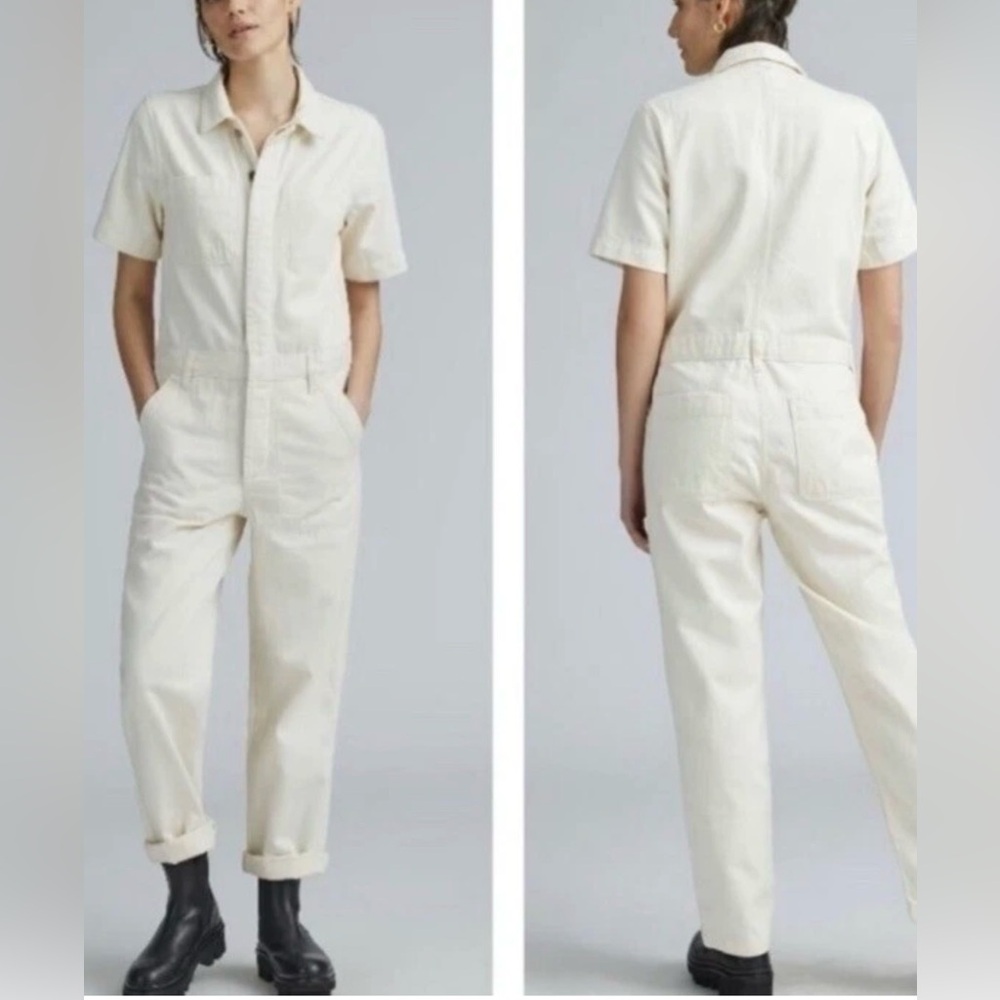 Everlane Short Sleeve‎ Denim Coveralls in Bone Size 4